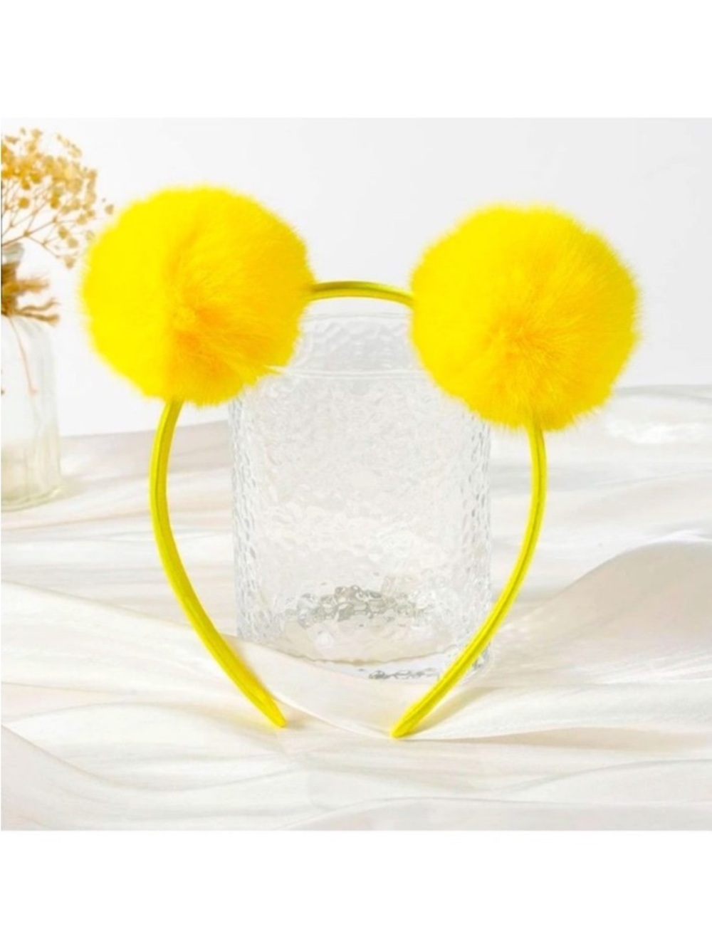 Yellow Pom Pom Headband